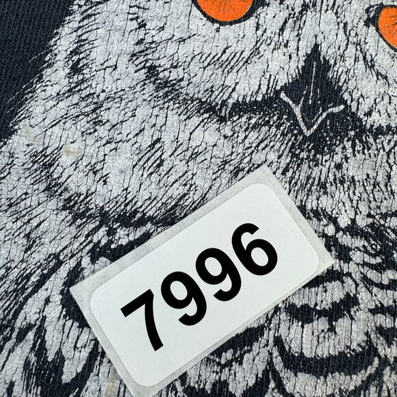 VTG Kittens Black Halloween Pumpkin Scarecrow Tee USA Plus One Size Oversized - Picture 16 of 16